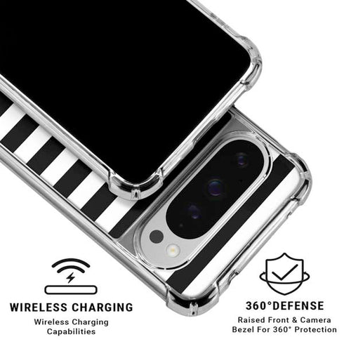 White and Black Stripes Google Pixel 10 Pro XL Clear Case